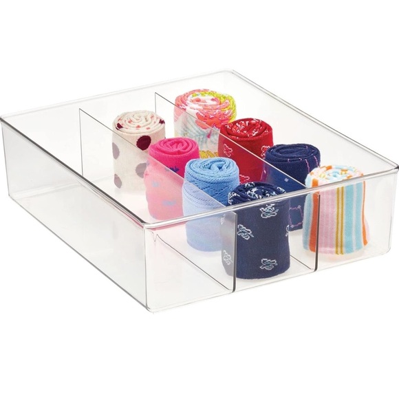 Plastic 3 Compartment Divided Drawer and Closet Storage Organizer - Picture 1 of 7